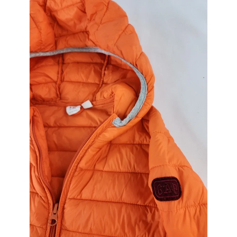 Orange Gap Kids lightweight hooded puffer jacket Full Zip Coat Safety Sz SMALL